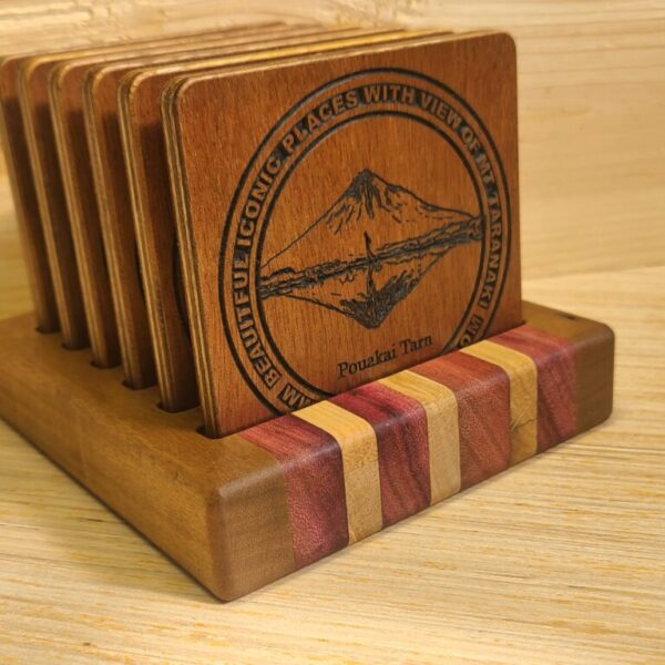 Set of 4 'Places' themed Coasters with Holder